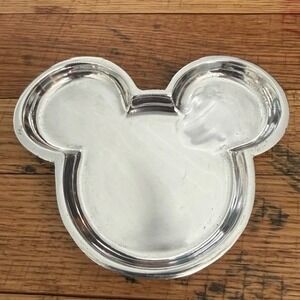 Disney Mickey Mouse Metal Trinket Dish Candy Tray Silver Tone